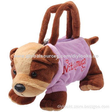 Lovely Dog Style Soft Stuffed Plush Bag, Sized 220 x 60 x 120mm, Purple